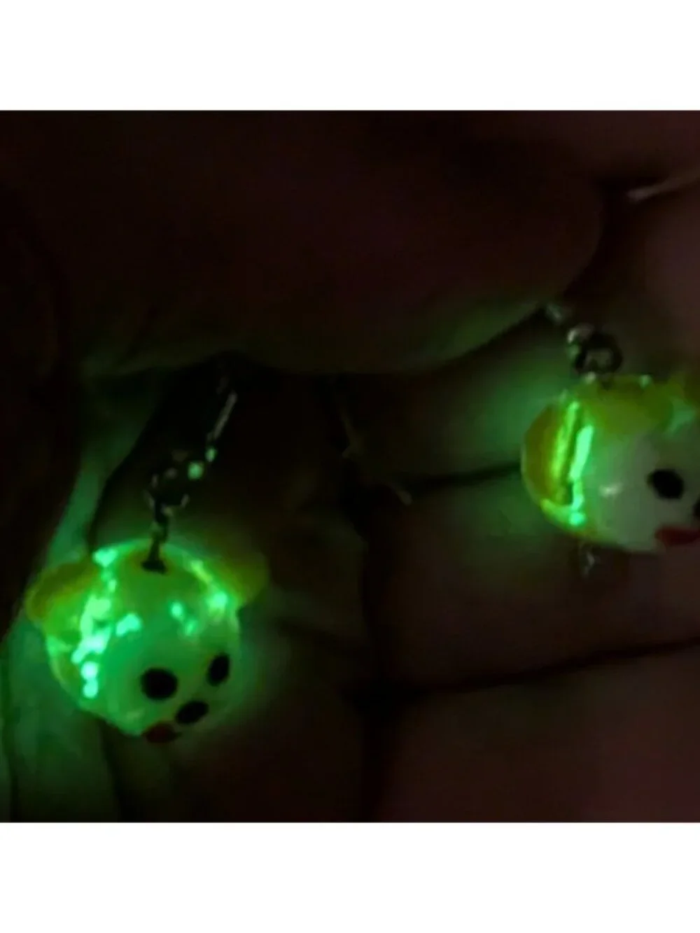 funky glow in the dark art glass beads monkey face dangle earrings yellow clown